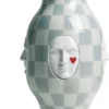 Casa Padrino Designer Porzellan Vase Weiß / Grau / Rot Ø 31 x H. 52 cm - Handgefertigte & Handbemalte Luxus Dekoration