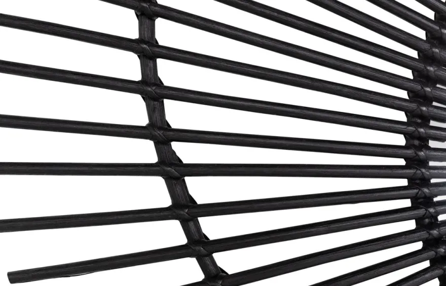 Casa Padrino Designer Rattan Spiegel Schwarz Ø 120 cm - Wandspiegel im Sonnen Design