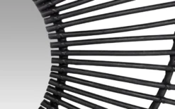 Casa Padrino Designer Rattan Spiegel Schwarz Ø 120 cm - Wandspiegel im Sonnen Design