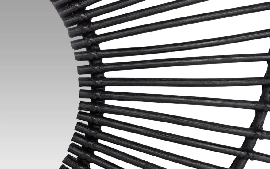 Casa Padrino Designer Rattan Spiegel Schwarz Ø 120 cm - Wandspiegel im Sonnen Design