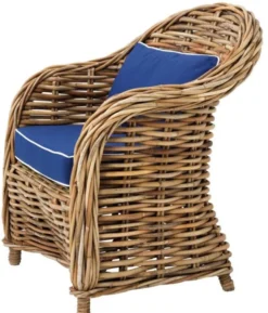Casa Padrino Designer Rattan Sessel 70 x 70 x H. 88 cm - Luxus Wohnzimmer Möbel