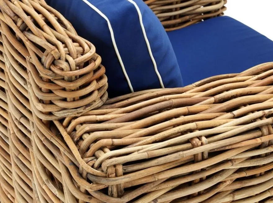 Casa Padrino Designer Rattan Sessel 100 x 88 x H. 69 cm - Luxus Wohnzimmer Möbel