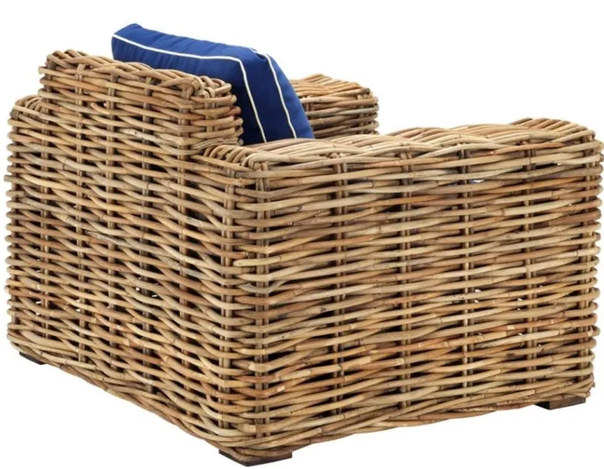 Casa Padrino Designer Rattan Sessel 100 x 88 x H. 69 cm - Luxus Wohnzimmer Möbel