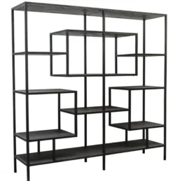 Casa Padrino Designer Regalschrank Schwarz 160 x 40 x H. 160 cm - Luxus Wohnzimmerschrank