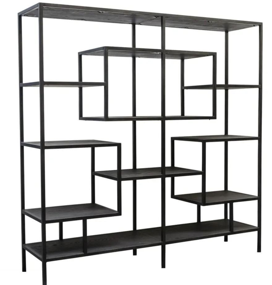 Casa Padrino Designer Regalschrank Schwarz 160 x 40 x H. 160 cm - Luxus Wohnzimmerschrank