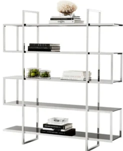 Casa Padrino Designer Regalschrank Silber 160 x 42 x H. 180 cm - Limited Edition