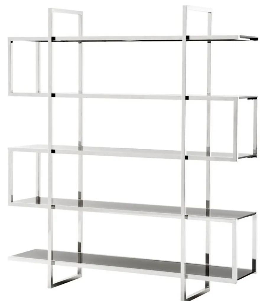 Casa Padrino Designer Regalschrank Silber 160 x 42 x H. 180 cm - Limited Edition