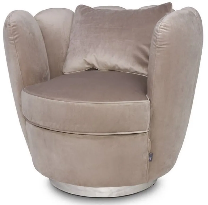 Casa Padrino Designer Samt Sessel Champagnerfarben 85 x 77 x H. 75 cm - Designer Wohnzimmer Möbel - Luxus Kollektion