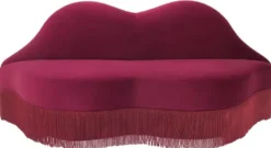 Casa Padrino Designer Samt Sofa Lippen Mund Bordeauxrot 195 x 80 x H. 97 cm - Designer Wohnzimmer Möbel - Luxus Kollektion