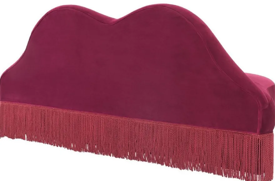 Casa Padrino Designer Samt Sofa Lippen Mund Bordeauxrot 195 x 80 x H. 97 cm - Designer Wohnzimmer Möbel - Luxus Kollektion