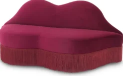 Casa Padrino Designer Samt Sofa Lippen Mund Bordeauxrot 195 x 80 x H. 97 cm - Designer Wohnzimmer Möbel - Luxus Kollektion