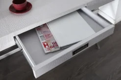 Casa Padrino Designer Schminktisch mit Schublade, Weiss, Krokodilnachbildung, 120 x 72 x 45 cm