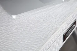 Casa Padrino Designer Schminktisch mit Schublade, Weiss, Krokodilnachbildung, 120 x 72 x 45 cm