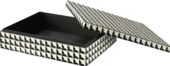 Casa Padrino Designer Schmuckkasten mit Deckel Schwarz / Weiß 40 x 30 x H. 10 cm - Schmuckschatulle - Aufbewahrungsbox - Luxus Qualität