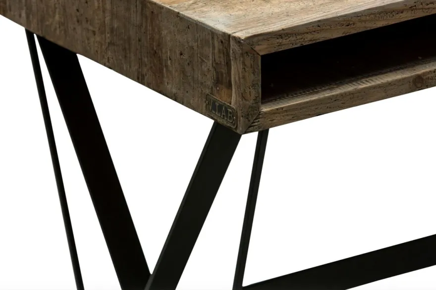 Casa Padrino Designer Schreibtisch mit schwarz pulverbeschichteten Beinen 120 x 60 x H. 77 cm - Designer Büromöbel