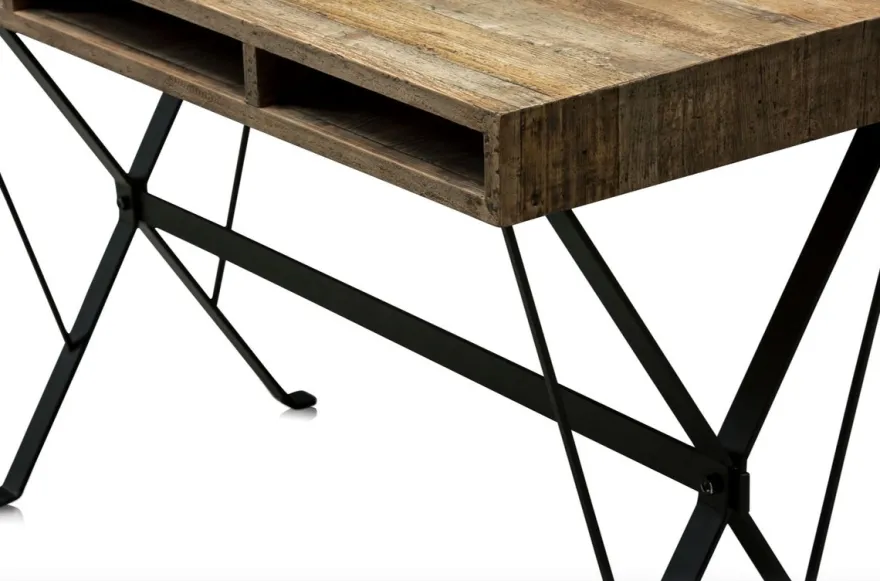 Casa Padrino Designer Schreibtisch mit schwarz pulverbeschichteten Beinen 120 x 60 x H. 77 cm - Designer Büromöbel