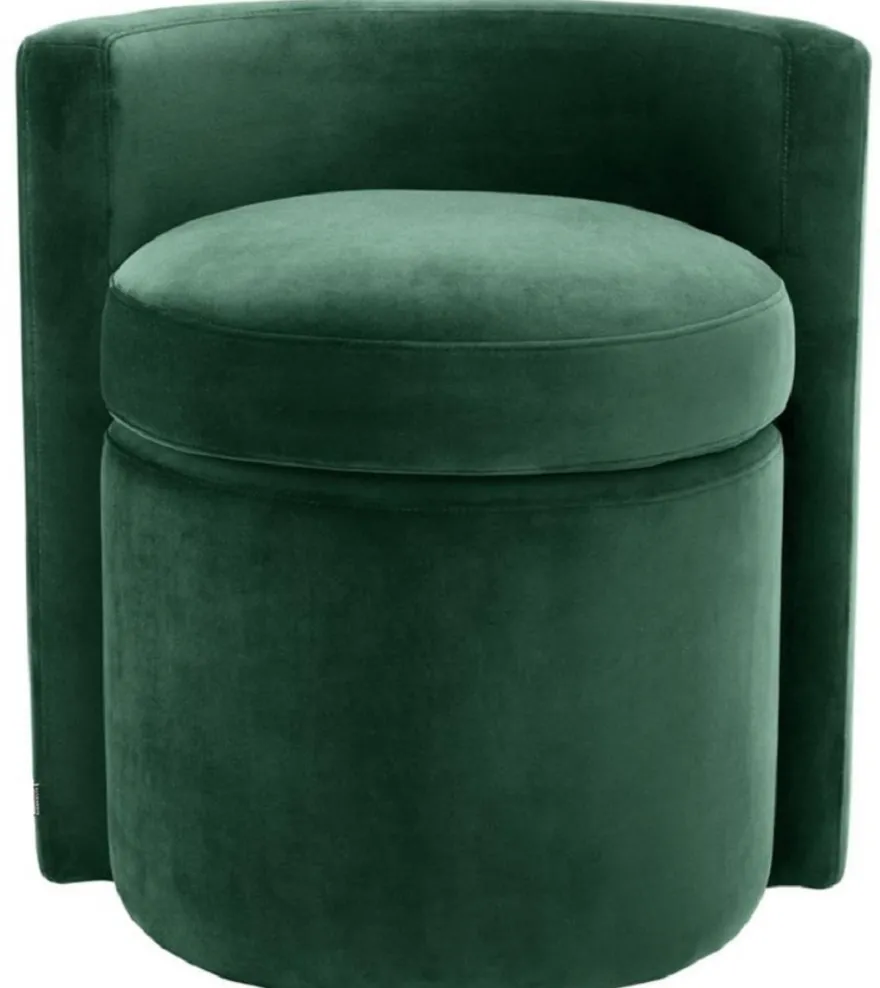 Casa Padrino Designer Sessel Dunkelgrün 61 x 57 x H. 64 cm - Runder Samt Sessel - Luxus Möbel