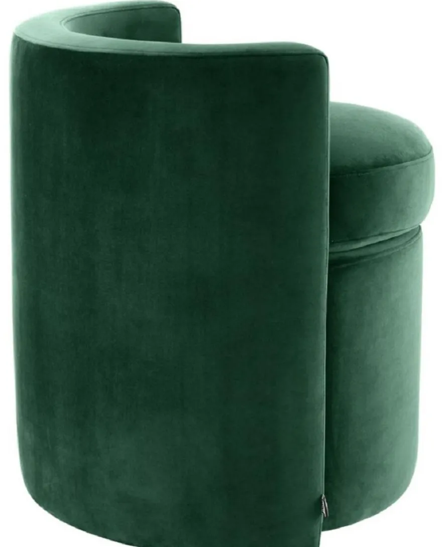 Casa Padrino Designer Sessel Dunkelgrün 61 x 57 x H. 64 cm - Runder Samt Sessel - Luxus Möbel