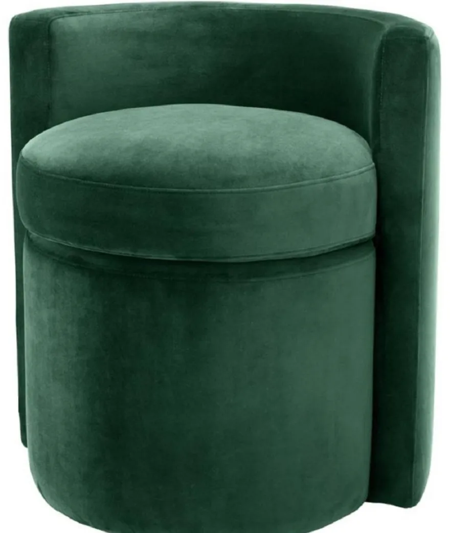 Casa Padrino Designer Sessel Dunkelgrün 61 x 57 x H. 64 cm - Runder Samt Sessel - Luxus Möbel