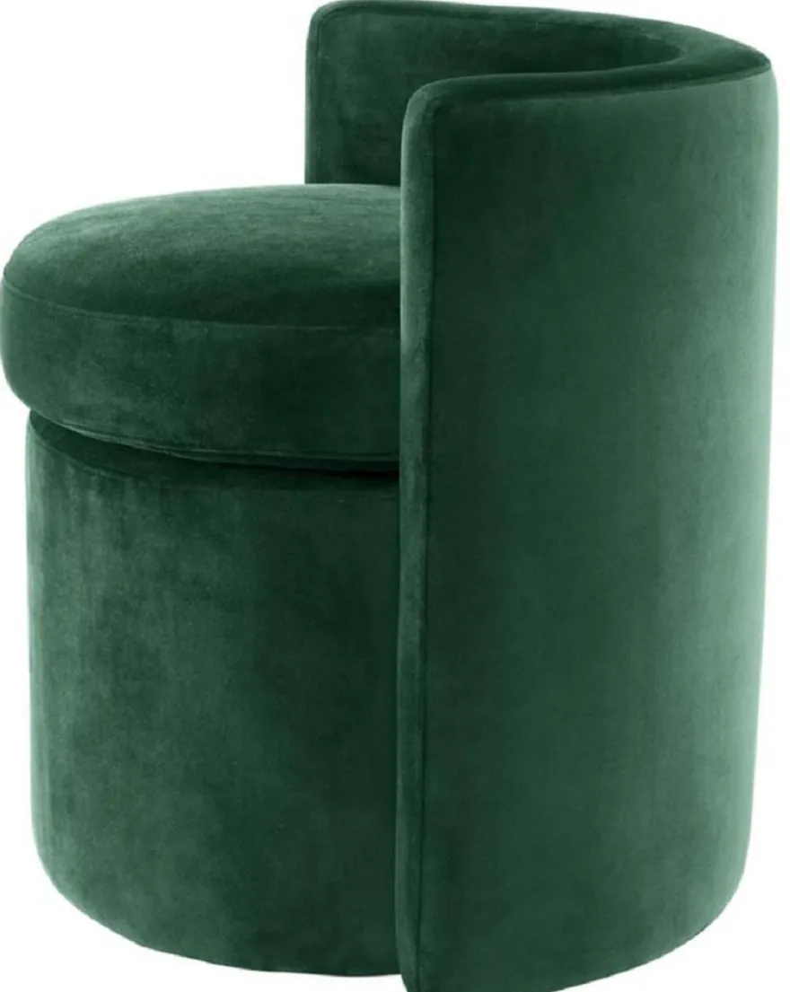 Casa Padrino Designer Sessel Dunkelgrün 61 x 57 x H. 64 cm - Runder Samt Sessel - Luxus Möbel