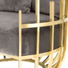 Casa Padrino Designer Sessel linksseitig mit 2 Kissen Grau / Gold 91,5 x 75 x H. 136,5 cm - Designer Wohnzimmer Möbel - Luxus Qualität