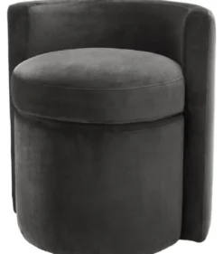 Casa Padrino Designer Sessel Dunkelgrau 61 x 57 x H. 64 cm - Runder Samt Sessel - Luxus Möbel