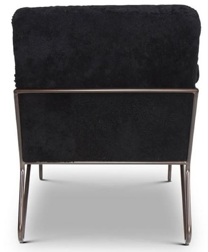 Casa Padrino Designer Sessel Schwarz 69 x 78 x H. 78 cm - Wohnzimmer Sessel - Wohnzimmer Möbel - Luxus Qualität