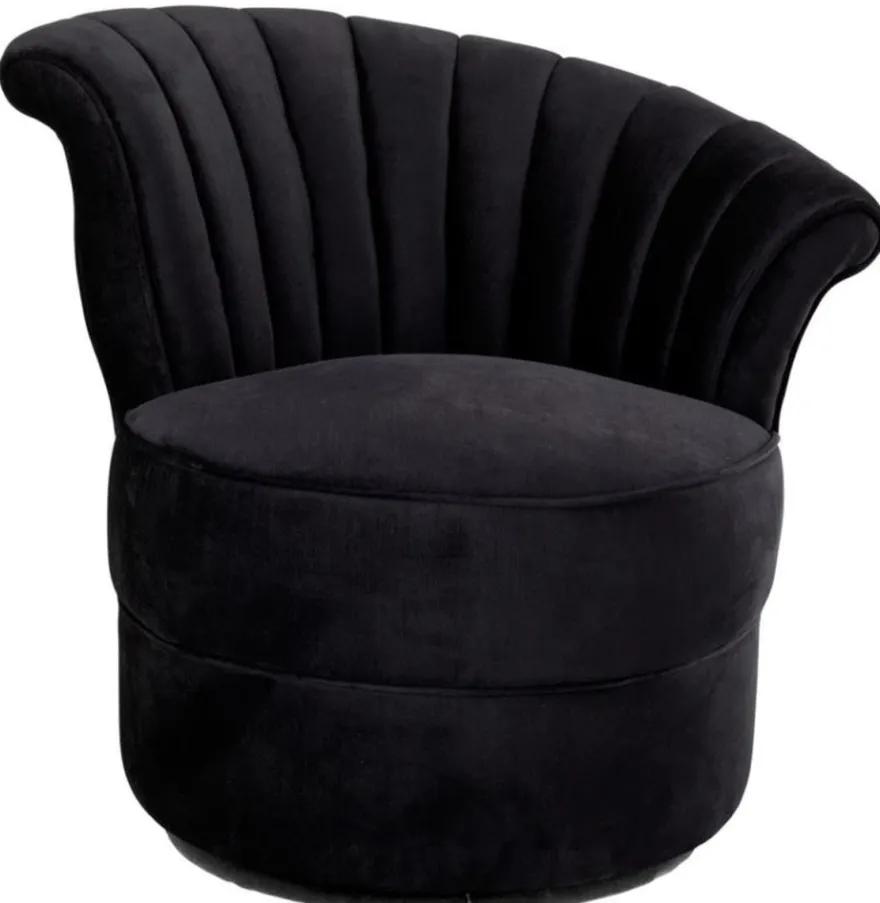 Casa Padrino Designer Sessel Schwarz 56 x 66 x H. 72 cm - Luxus Drehsessel