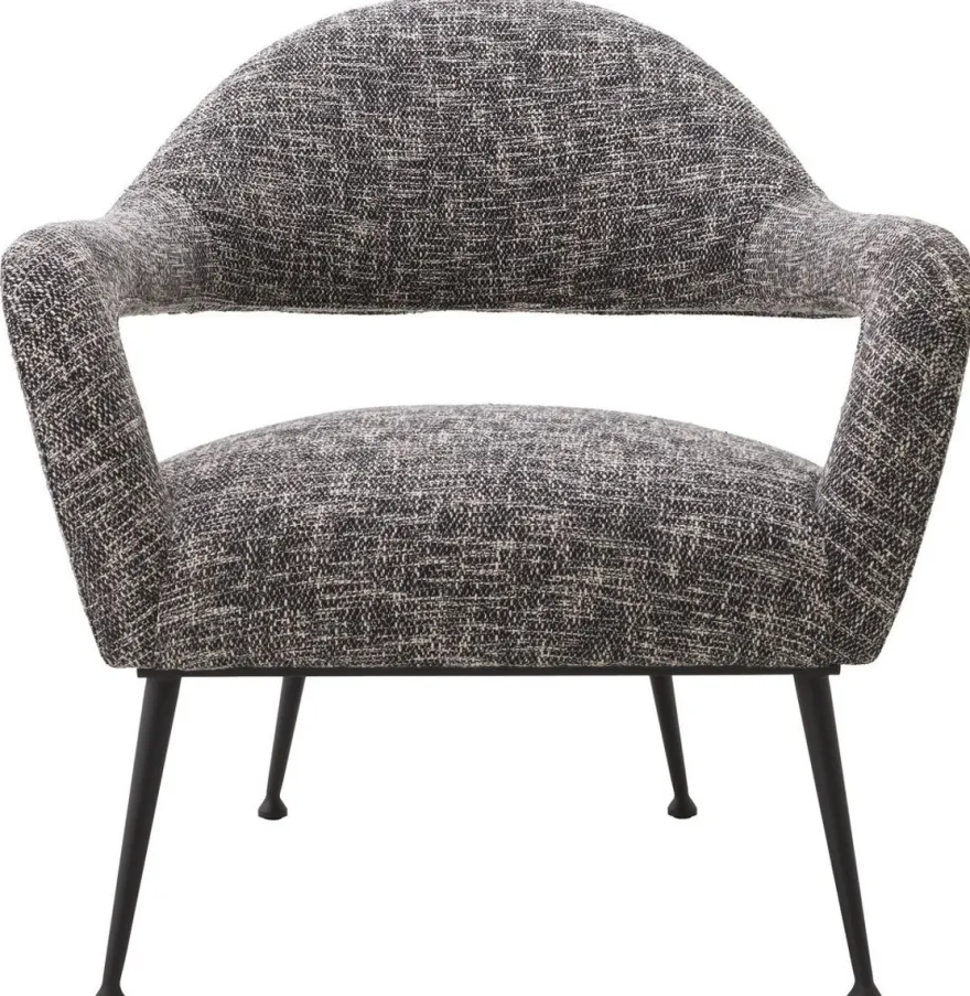 Casa Padrino Designer Sessel Schwarz / Schwarz 80 x 76 x H. 85 cm - Wohnzimmer Sessel - Designer Möbel - Luxus Qualität