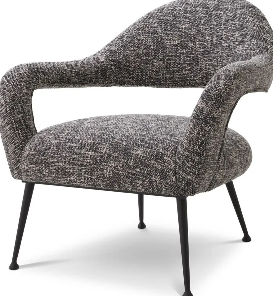 Casa Padrino Designer Sessel Schwarz / Schwarz 80 x 76 x H. 85 cm - Wohnzimmer Sessel - Designer Möbel - Luxus Qualität