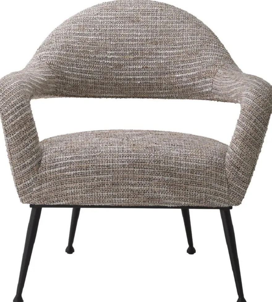 Casa Padrino Designer Sessel Beige / Schwarz 80 x 76 x H. 85 cm - Wohnzimmer Sessel - Designer Möbel - Luxus Qualität