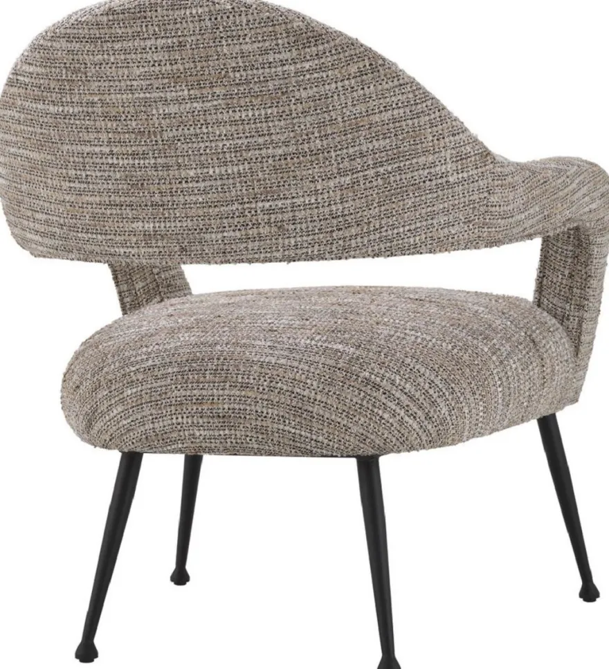 Casa Padrino Designer Sessel Beige / Schwarz 80 x 76 x H. 85 cm - Wohnzimmer Sessel - Designer Möbel - Luxus Qualität