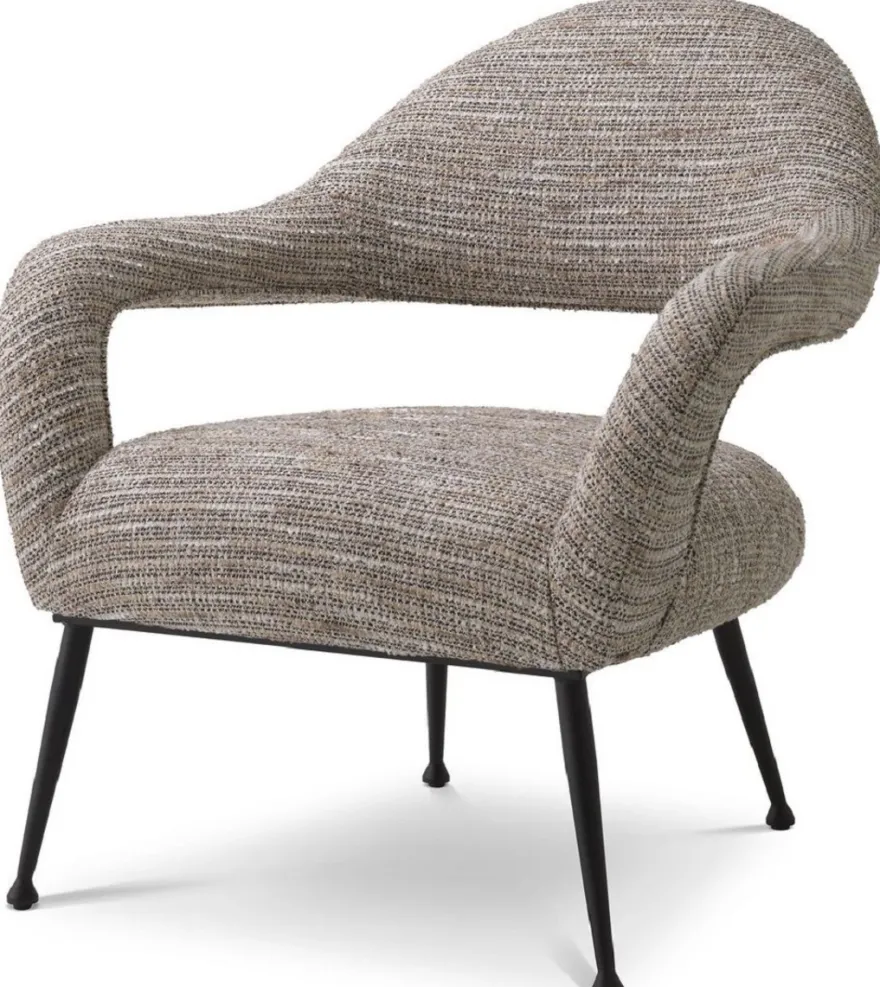 Casa Padrino Designer Sessel Beige / Schwarz 80 x 76 x H. 85 cm - Wohnzimmer Sessel - Designer Möbel - Luxus Qualität