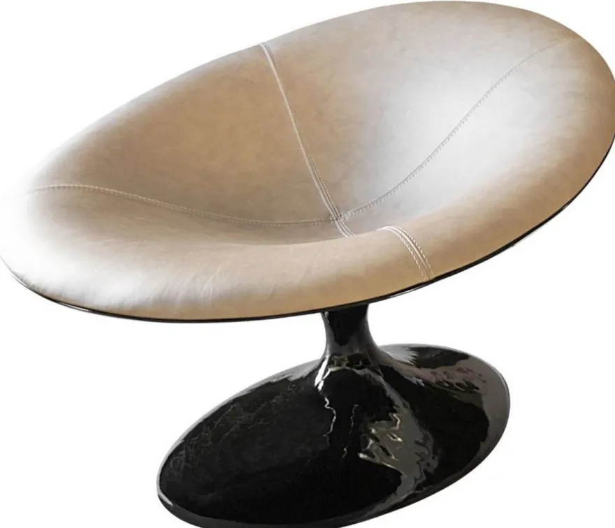Casa Padrino Designer Sessel Hochglanz Schwarz / Beige 86 x 110 x H. 70 cm - Wohnzimmer Sessel - Hotel Sessel - Designer Möbel - Luxus Qualität