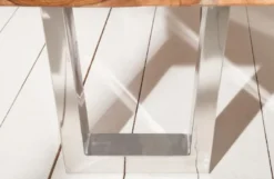 Casa Padrino Designer Sitzbank Braun / Silber 180 x 45 x H. 45 cm - Luxus Sitzbank mit massivem Sheesham Holz und polierten Edelstahl Beinen