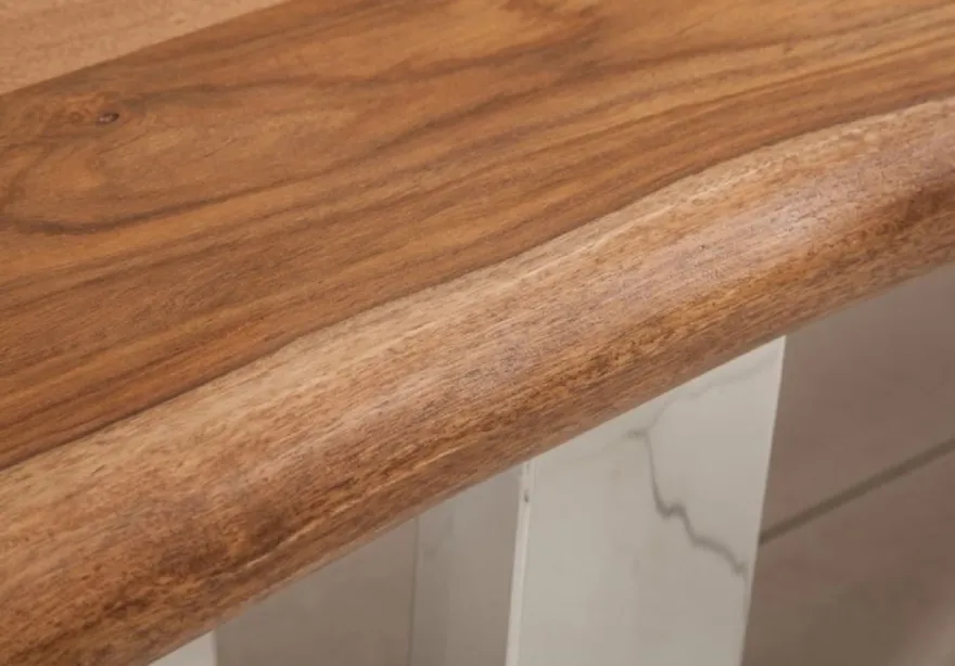 Casa Padrino Designer Sitzbank Braun / Silber 180 x 45 x H. 45 cm - Luxus Sitzbank mit massivem Sheesham Holz und polierten Edelstahl Beinen