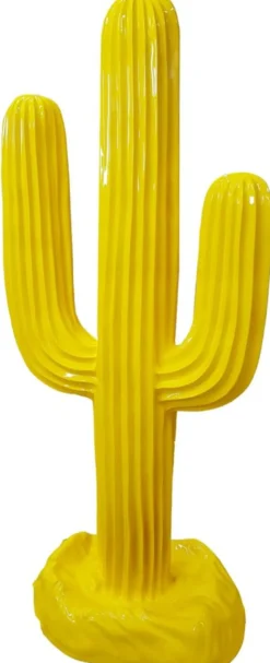 Casa Padrino Designer Skulptur Kaktus Gelb 84 x H. 185 cm - Wetterbeständige Gartendeko