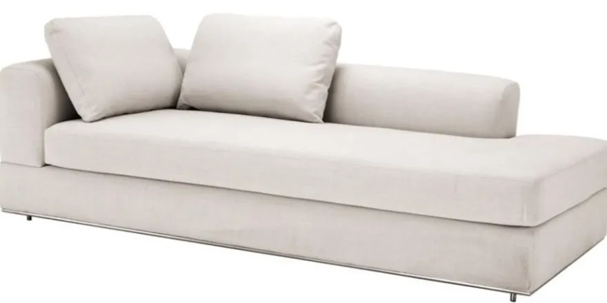 Casa Padrino Designer Sofa Naturfarbig Linksseitig 231 x 101 x H. 85 cm - Luxus Wohnzimmer Möbel