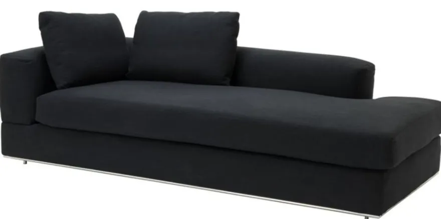 Casa Padrino Designer Sofa Schwarz Linksseitig 231 x 101 x H. 85 cm - Luxus Wohnzimmer Möbel