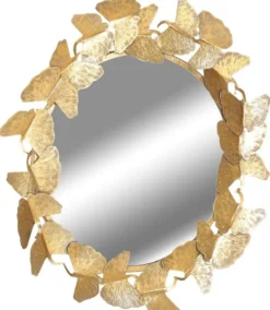 Casa Padrino Designer Spiegel Gold Ø 83 cm - Moderner pulverbeschichteter Metall Wandspiegel - Deko Accessoires