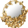 Casa Padrino Designer Spiegel Gold 73 x 5 x H. 70 cm - Moderner pulverbeschichteter Metall Wandspiegel mit dekorativen Schmetterlingen - Deko Accessoires