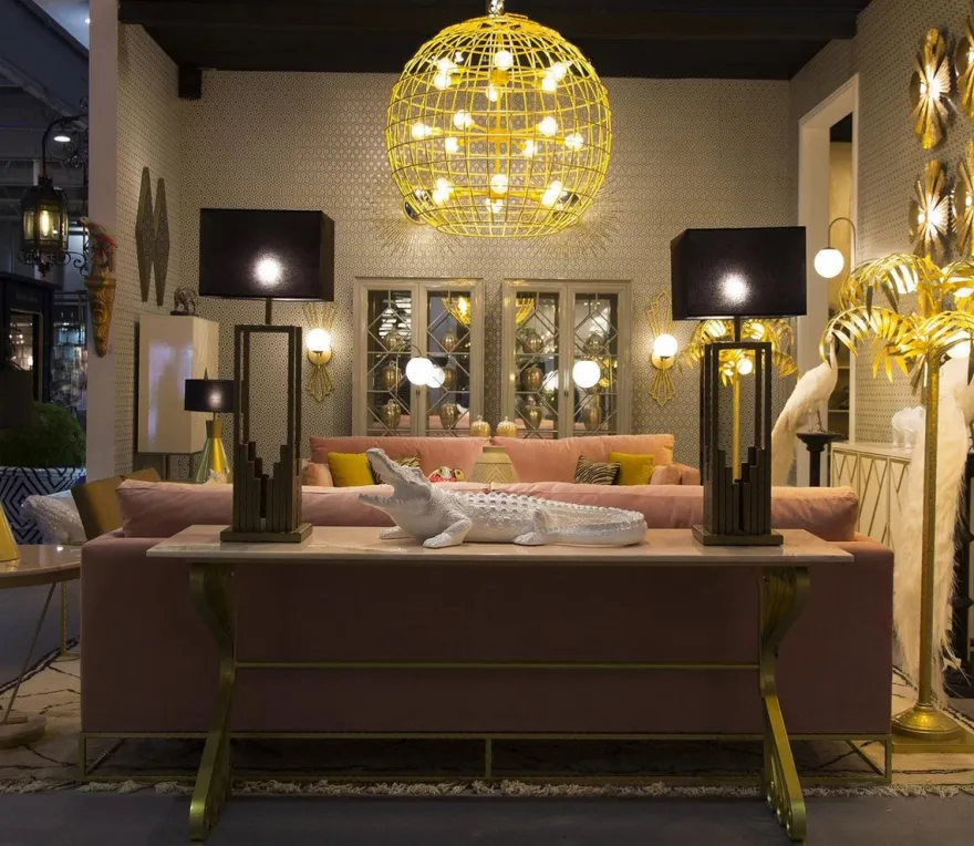 Casa Padrino Designer Stehleuchte Palme Messingfarben Ø 90 x H. 170 cm - Edle Stehlampe im Palmen Design - Luxus Leuchten - Luxus Qualität