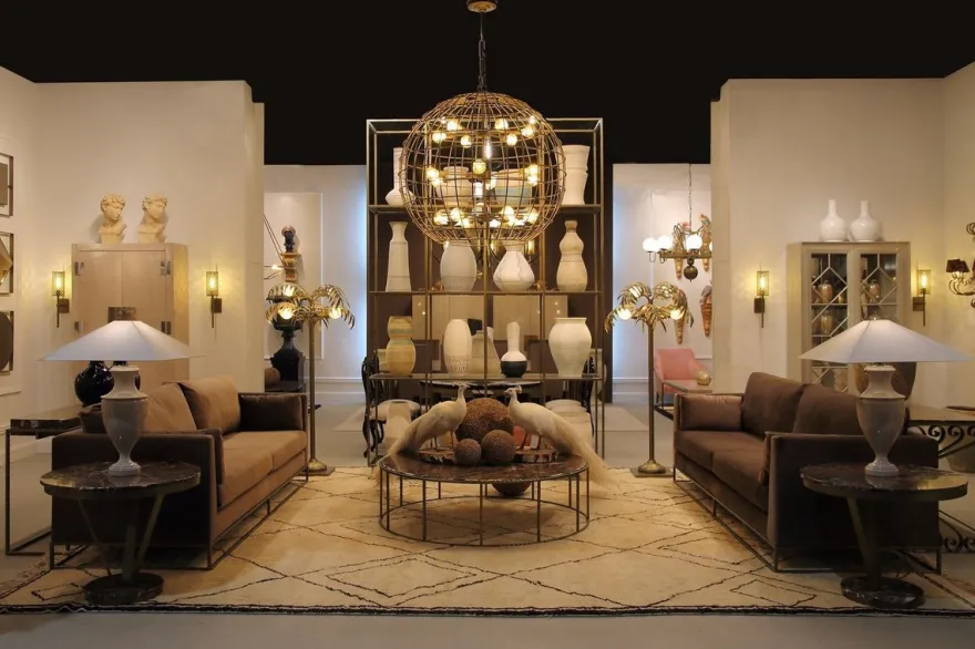 Casa Padrino Designer Stehleuchte Palme Messingfarben Ø 90 x H. 170 cm - Edle Stehlampe im Palmen Design - Luxus Leuchten - Luxus Qualität