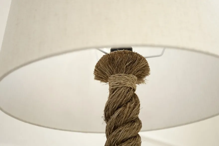 Casa Padrino Designer Stehleuchte Marine Tauseil - Seil Stehlampe im maritimen Look - creme natur - Höhe 160 cm