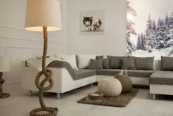 Casa Padrino Designer Stehleuchte Marine Tauseil - Seil Stehlampe im maritimen Look - creme natur - Höhe 160 cm