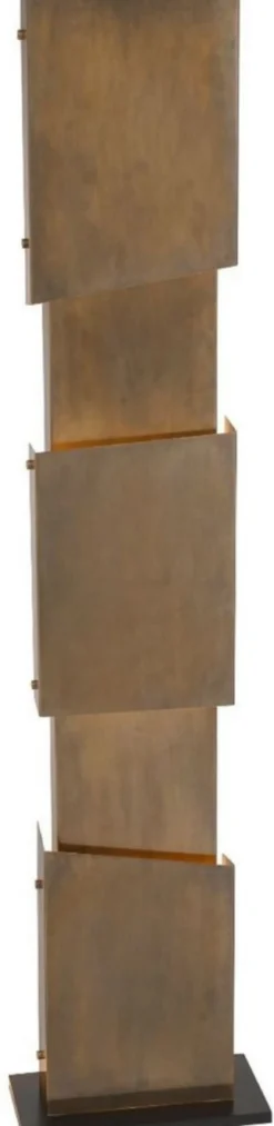 Casa Padrino Designer Stehleuchte Vintage Messingfarben / Schwarz 40 x 20 x H. 178 cm - Moderne Stehlampe - Wohnzimmer Lampe - Luxus Qualität