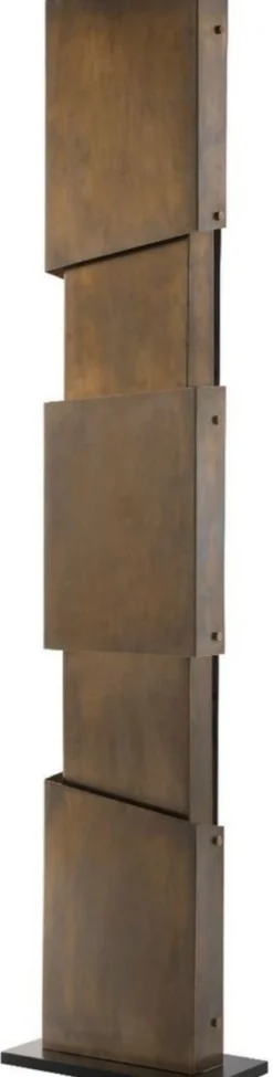 Casa Padrino Designer Stehleuchte Vintage Messingfarben / Schwarz 40 x 20 x H. 178 cm - Moderne Stehlampe - Wohnzimmer Lampe - Luxus Qualität