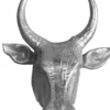 Casa Padrino Designer Stierkopf Torero Skulptur aus Aluminium poliert, Silber, Höhe 70 cm, Breite 58 cm, Tiefe 42 cm