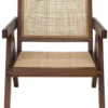 Casa Padrino Designer Stuhl Braun / Naturfarben 58 x 82 x H. 70 cm - Massivholz Stuhl mit Armlehnen und handgewebtem Rattangeflecht - Luxus Wohnzimmer Möbel