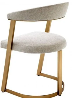 Casa Padrino Designer Stuhl mit Armlehnen Naturfarben / Messingfarben 53,5 x 49 x H. 78 cm - Esszimmerstuhl - Bürostuhl - Designermöbel